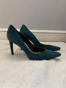 Women’s Stuart Weitzman Suede Green/Blue Stiletto Heels Pointed Toe Size 9.5M - Picture 1 of 14