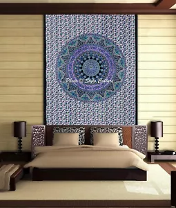 Mandala Tapestry Purple Twin Wall Decor Cotton Bohemian Wall Hanging Boho - Picture 1 of 3