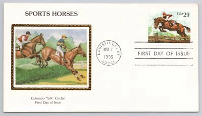 First Day Cover Scott's #2756 Sporting Horses Steeplechase 1993 Silk Cachet - Image 1 of 2