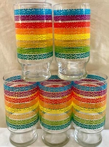 Bicchieri vintage MCM arcobaleno ancoraggio gancio set di 5 ottimi - Foto 1 di 5