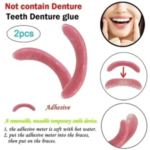 Pegamento cosmético para dentaduras postizas ajuste cómodo sonrisa temporal 4 piezas para dientes dentadura D - Imagen 1 de 5