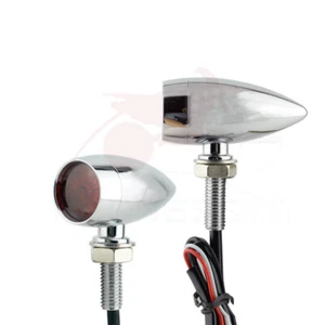 Mini Turn signal light LED Chrome Red Beam Brake lamp for Harley Motorcycle - Imagen 1 de 9