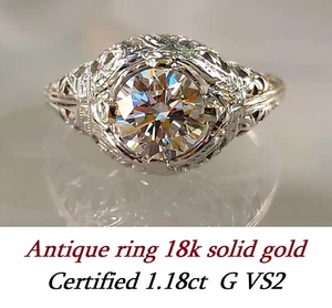 1.18 carat certified lab created diamond ring,18k solid white gold ring size 6 - Picture 1 of 14
