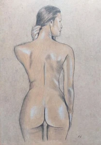 Original drawing nude naked woman female signed by artist - Picture 1 of 1