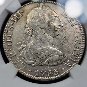 1783 Mo Mexico Silver 8 Reales NGC Certified Genuine Looks AU Nice *J139 - Picture 1 of 3