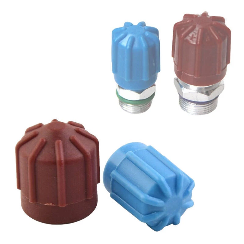 1 Pair A/c Valve Cap Air Conditioning Valve Core Set Dust Cover High/Low R134a - Image 1 of 4