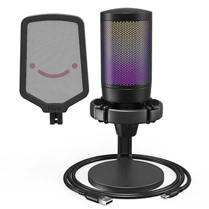 Gaming USB Microphone for PS4/5, Condenser Mic with Quick Mute,RGB-FIFINE A6NEO - Picture 1 of 9