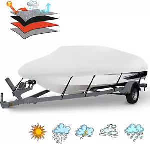 Heavy Duty 1200D PU Waterproof Boat Cover, 20'- 22' Trailerable Marine Grade Pol - Picture 1 of 12