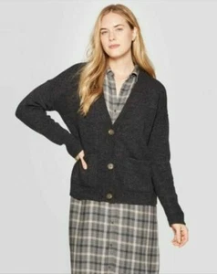 Universal Thread Women's Long Sleeve Cardigan Charcoal 555612 Baggy Fit XS - Picture 1 of 2
