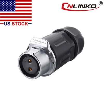 2 Pin Power Circular Industrial Connector Female Dock Outdoor Waterproof IP67 - Image 1 of 3