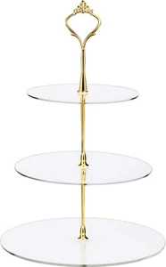 3 Tier Acrylic Round Clear Cupcake Stand Dessert Tower Stand Cookies Tower Plate - Picture 1 of 5