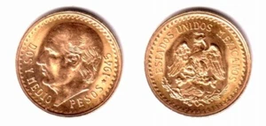 Mexico 1945 Gold 2.5 Pesos A GEM BU .0602 OZ AGW TROY--FROM ORIGINAL MINT ROLL - Picture 1 of 13