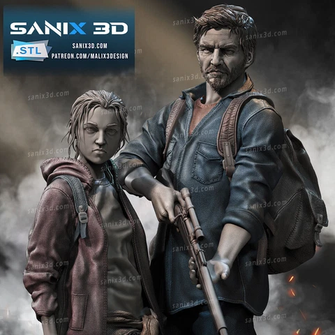 JOEL AND ELLIE | THE LAST OF US | SANIX | 1/6-1/10| ACTION FIGURE|FAN ART|3D PRI Cover