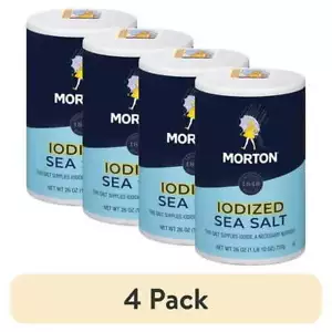 (4 pack) Morton All-Purpose Iodized Sea Salt 26 Ounce Pour Spout - Picture 1 of 7