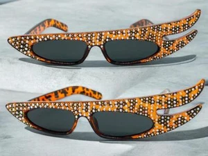 Exaggerated Unique Unusual Vintage Retro Bling SUN GLASSES Funky Tortoise Frame - Picture 1 of 7