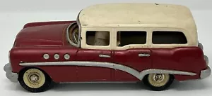Vintage Buick 1950s Roadmaster Wagon Friction Car Japan Burgundy Cream - Picture 1 of 9