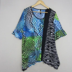 Taking Shape Top Womens Plus Medium 18 Black Blue Green Geometric Tee T-Shirt - Picture 1 of 18