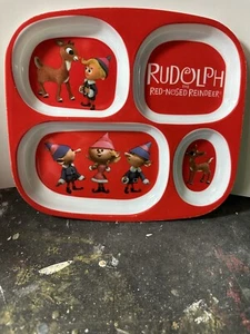 Rudolph the Red Nosed Reindeer Santa Elves Portioned Childrens Food Tray Dan Dee - Picture 1 of 6