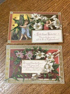 2 Stück: Schöne grafische viktorianische religiöse Sammelkarten - Bild 1 von 5