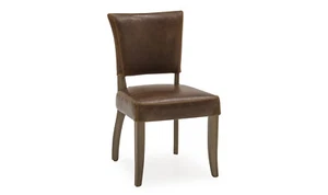 1 x Tan Brown Bi-Cast Leather / Oak Dining Chairs W50cm x D60.5cm x H89cm LUKE - Picture 1 of 6