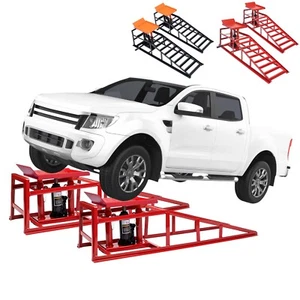 2 Pcs Heavy Duty Auto Car Truck Service Ramps Lifts Hydraulic Lift 5 Ton Jack - Picture 1 of 18