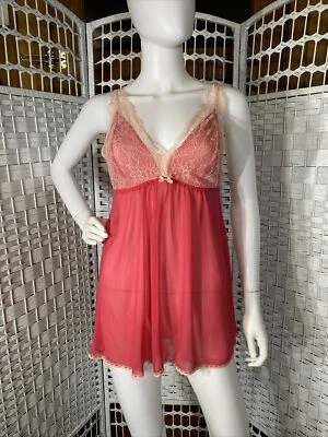 Babydoll para mujer Gilligan & O 'Malley talla M coral chifón ribete de encaje Foto 1 de 4