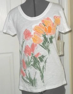 *ALLYSON WHITMORE KNIT TOP SHIRT SIZE PS WHITE FLORAL LIGHTWEIGHT STRETCH NWT - Picture 1 of 1