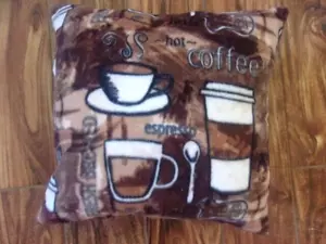 COFFEE ESPRESSO FRESH BREWED SOFT FLEECE PILLOW COVER 16" X 16" HANDMADE - Picture 1 of 4
