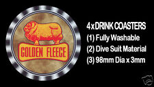 4 x GOLDEN FLEECE AUSTRALIAN PETROL ADVERTISING LOGO, DRINK COASTERS - Re-usable