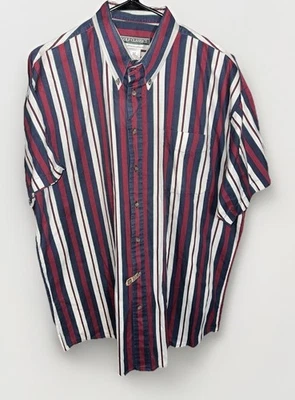 Camisa masculina vintage anos 90 MunsingWear listrada vertical vermelha ponto único classe golfe - Imagem 1 de 4