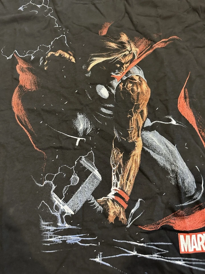 CAMISETA DE GRAN TAMAÑO RÉGIMEN CIVIL X MARVEL 'THOR THE THUNDER GOD' DOBLADILLO CRUDO XL Foto 1 de 4