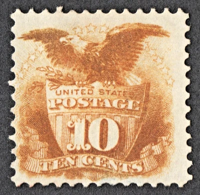 US Sc# 116 *MINT NO GUM { 10c YELLOW SHIELD & EAGLE } "SCARCE FROM 1869 CV$ 775 - Image 1 of 4