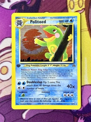 Politoed 8/75 1st Edition - Pokémon TCG Neo Discovery Holo Rare Vintage LP - Image 1 of 2