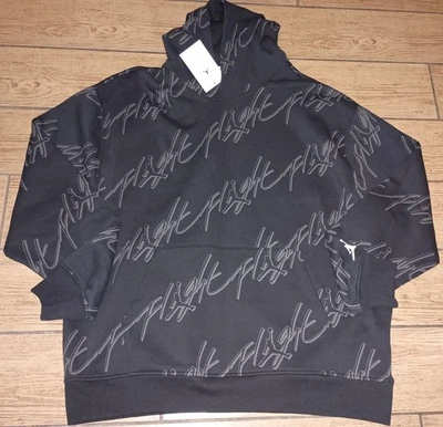 Men's Jordan Essential AOP Fleece Pullover Hoodie-Black/White- Sz XL- New - Image 1 of 4