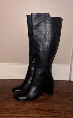 Taryn Rose Carolyn Silky Cow sz 9 Knee High Black Leather 2” Heel Brand New Boot - Image 1 of 4