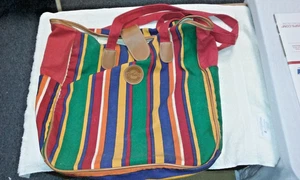 vtg Bag Bazar Americana Chic Spirit Striped Tote w Straps Crossbody Shoulder Bag - Picture 1 of 20