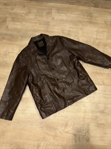 J. Crew Lederjacke Herren XL Chore Barn Coat Wolle gefüttert dunkelbraun Vintage Y2K - Bild 1 von 14