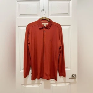 Tommy Bahama Men’s Long Sleeve Polo Shirt Size M Pima Cotton Burnt Orange - Picture 1 of 10
