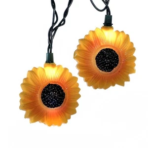 Yellow Sunflowers Flower Christmas Light Set of 10 Lights New - Picture 1 of 8