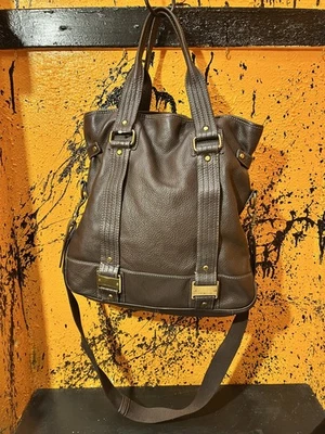 Tommy Hilfiger Brown Leather Tote Gold Hardware Bag NEW W/ Shoulder Strap - Image 1 of 4