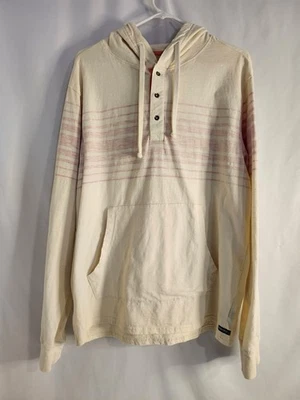 Buffalo David Bitton Men's Long Sleeve Hooded Pullover T-Shirt Ivory Stripes-L - Image 1 of 4