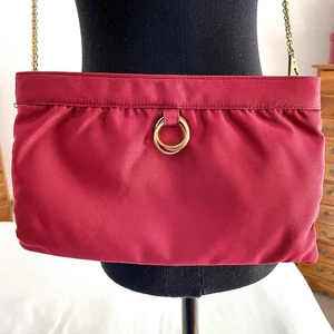 Rodo Italy Red Satin Evening Shoulder Bag Gold Chain Ring Detail Clutch Purse - Bild 1 von 17