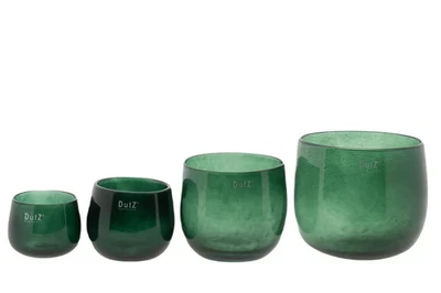 Dutz Vasen Pot DUNKELGRÜN, verschiedene Größen, dickes Glas mundgeblasen - Bild 1 von 3
