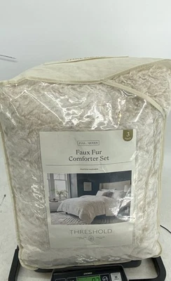 Threshold Faux Fur Home Bedding 3 Piece Portable Full Queen Size Comforter Set - Image 1 of 4