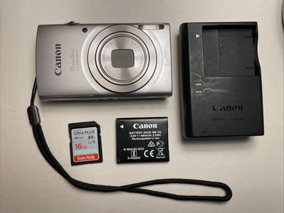 Canon PowerShot ELPH 180 20MP Digital Silver Camera w/Battery & Charger - Image 1 of 4