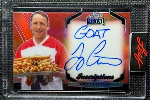 🌭🐐 Joey Chestnut - On-Card Inscriptions Auto - 24/100 - Leaf Metal - Free Ship - Picture 1 of 9