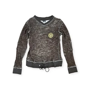 Dolce & Gabbana Y2K V-Neck Pullover Braun Bestickt Bindeband Wollmischung Gr. L - Bild 1 von 12