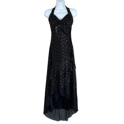 Vintage 90s Taboo Babydoll Halter Sparkle Long Dress Size Medium HOCO Whimsigoth - Image 1 of 4