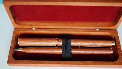 Schönes Schreibset  Patronenfüller und Kugelschreiber holz/gold - Bild 1 von 3