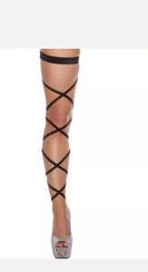 Black Tie up leg Wraps Ties Rave Bandage thigh high bands Laces Strings wrap - Picture 1 of 2